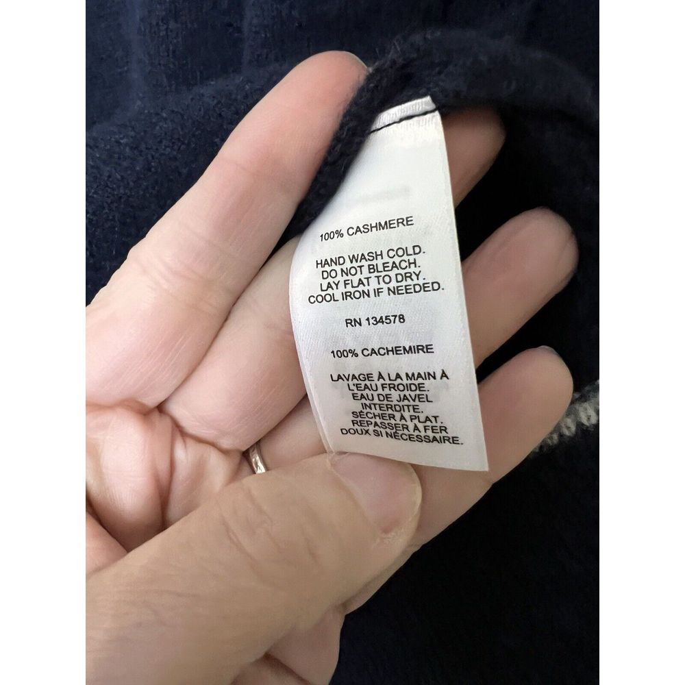 Vineyard Vines Lofty CASHMERE Crewneck Sweater Deep Bay Navy Slits S $248 - Picture 3 of 7
